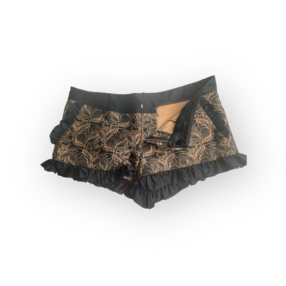 new Thomas Wylde ๐ฃ Luxe Naughty Ruffled Shorts ๐ฃ Black + Rose Gold Print ๐ฃ 4 ๐ฃ - Picture 9 of 16